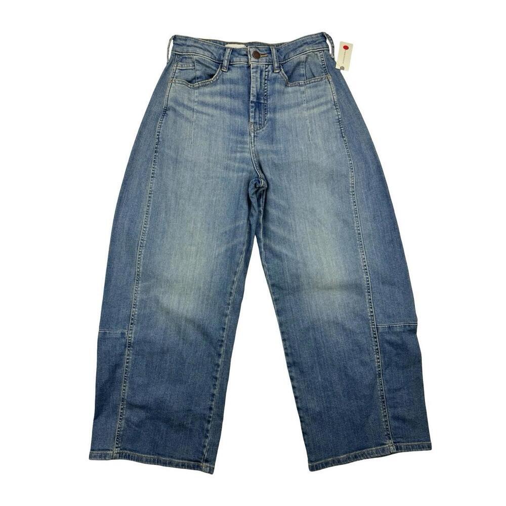 Anthropologie Pilcro High-Rise Barrel Jeans Mid Wash Blue Size 26 W